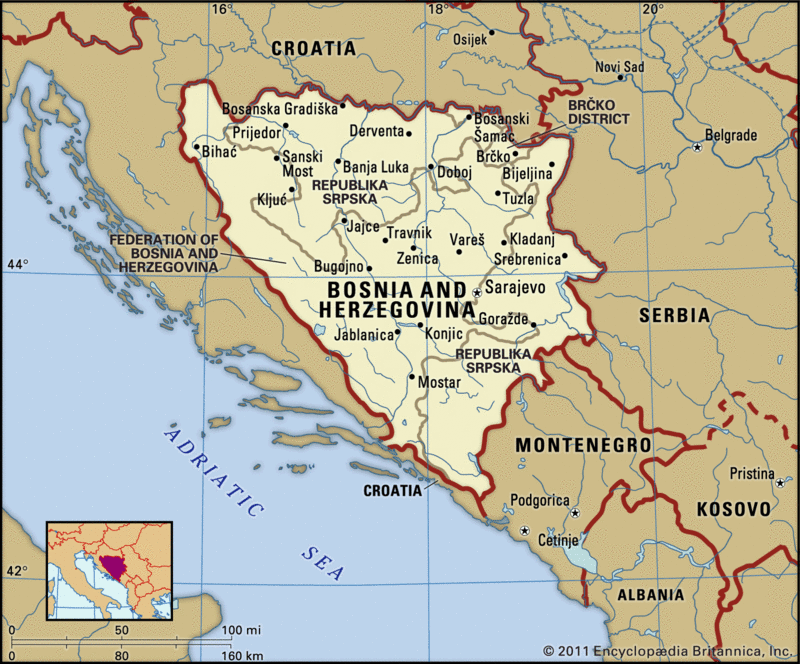نقشه بوسنی و هرزگوین