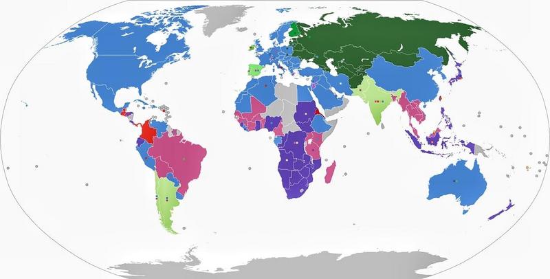نقشه تنوع استاندارد ریل های قطار در سراسر دنیا