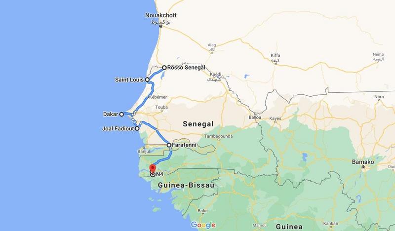 نقشه سنگال و مسیری که ما در این کشور طی کردیم